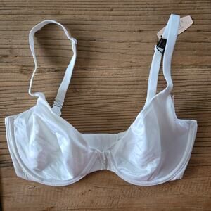 Victoria's Secret Unlined Demi white Satin Smooth Bra sz 32DD New